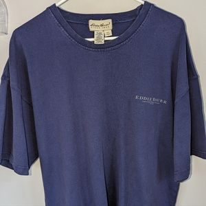 Eddie Bauer Blue Vintage Made in Canada 100% Cotton Blue Crewneck Mens L tshirt